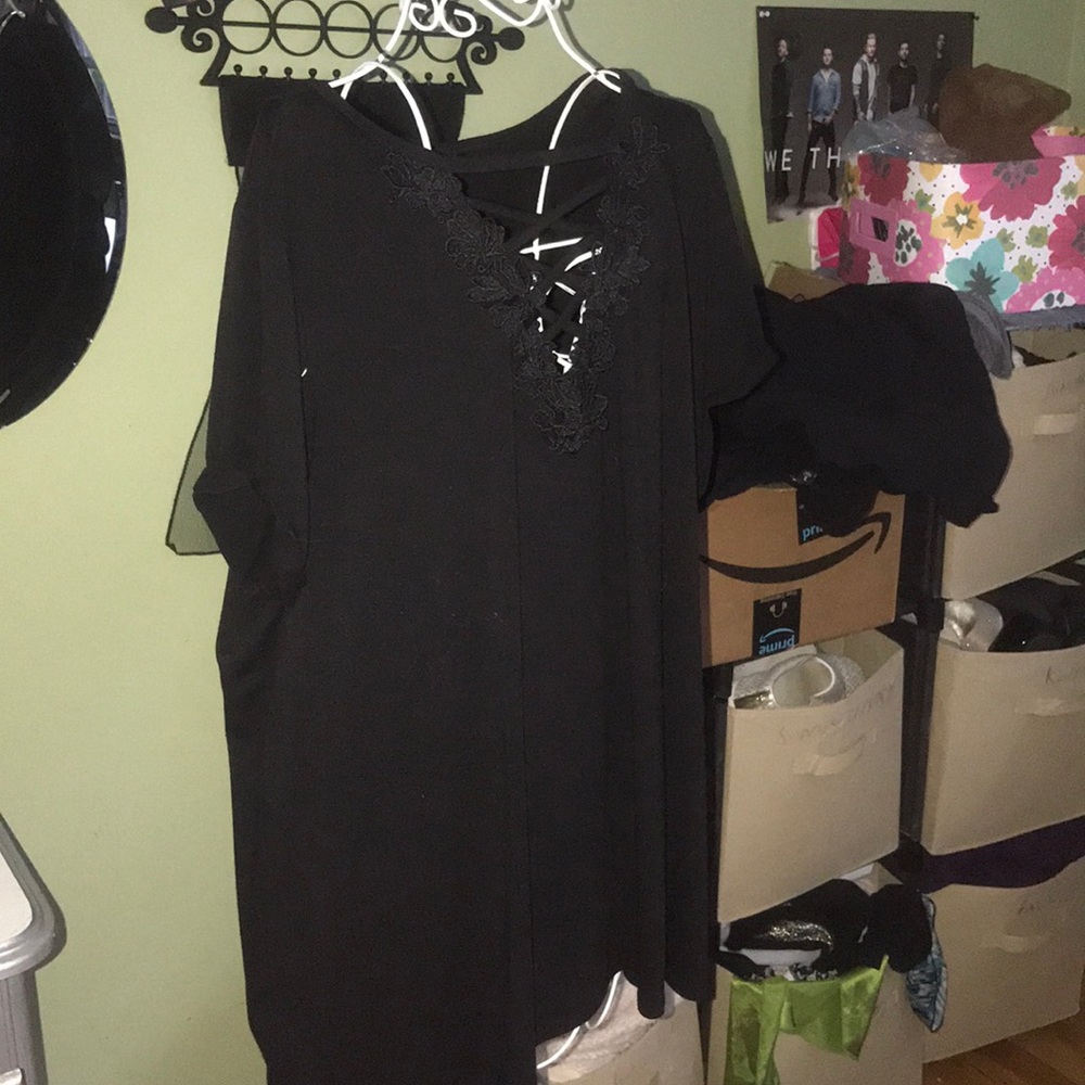 Cute black shirt with lace up front